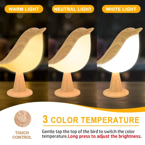 Rechargeable Little Bird Night Lamp – Cute LED Bedside Light for Kids & Bedroom Decor Rechargeable Little Bird Night Lamp