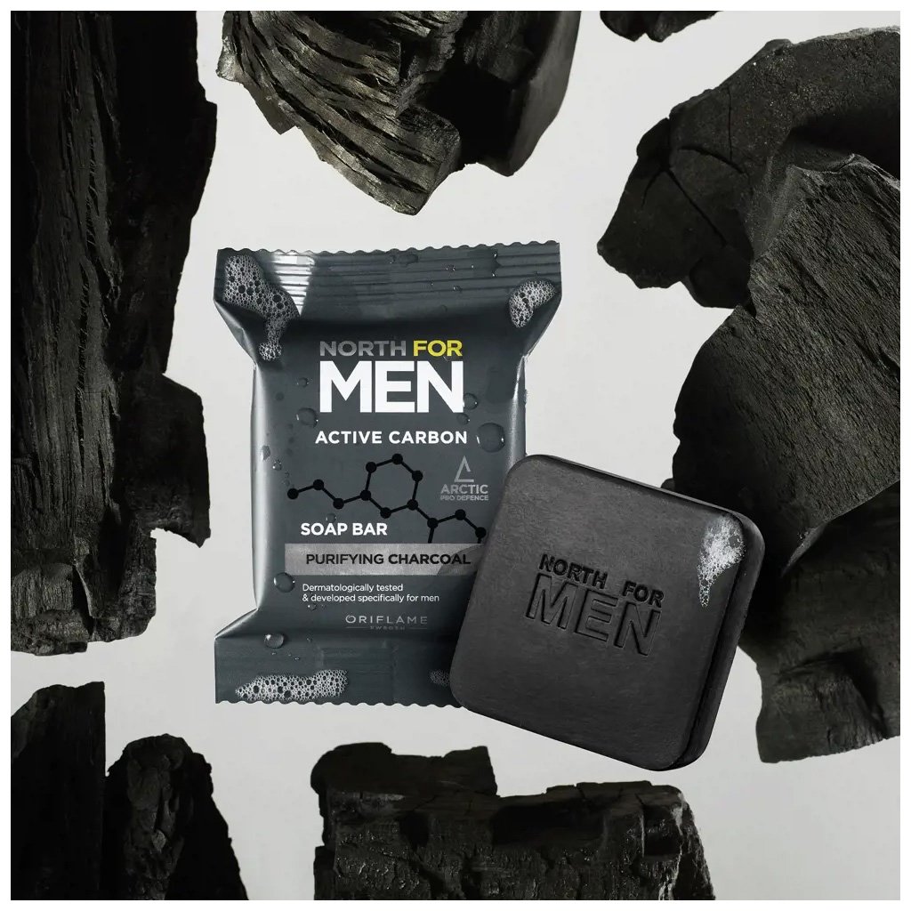 Oriflame North For Men Active Carbon Soap Bar 100g Pack of 3 PCs Oriflame North For Men Active Carbon Soap Bar 100g Pack of 3 PCs - Image 2