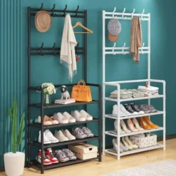 Home Page Attachable Coat Hanger with Shoe Rack