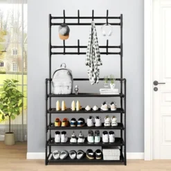 Attachable Coat Hanger with Shoe Rack