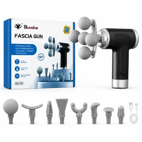 5 Head Massage Gun BLD-780 | Rechargeable Deep Tissue Muscle Massager | 9 Massage Heads | 6 Speed Levels | Random Color 5 Head Massage Gun BLD-780 Rechargeable Deep Tissue Muscle Massager 9 Massage Heads 6 Speed Levels Random Color