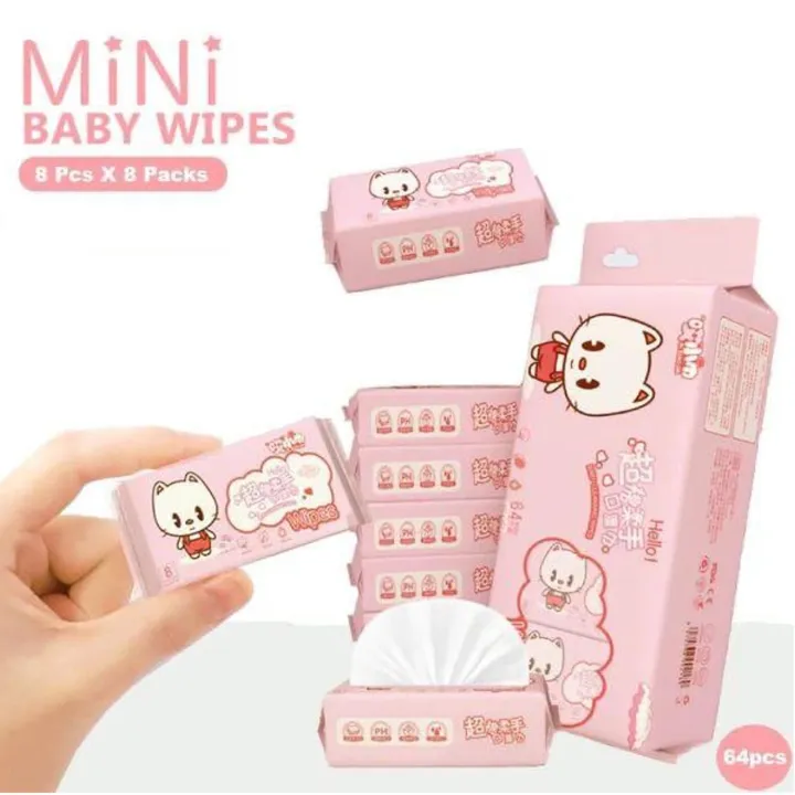Mini Wet Wipes Pocket Tissue Paper | Soft Cleansing Baby Wipes 8pcs × 8 Packs Mini Wet Wipes Pocket Tissue Paper | Soft Cleansing Baby Wipes 8pcs × 8 Packs