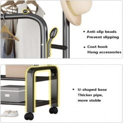 Clothes Rack with Shoe Shelf | Coat & Garment Display Stand with 4 Wheels | Heavy-Duty Clothes Organizer – Black Clothes Rack with Shoe Shelf | Coat & Garment Display Stand with 4 Wheels | Heavy-Duty Clothes Organizer – Black - Image 4