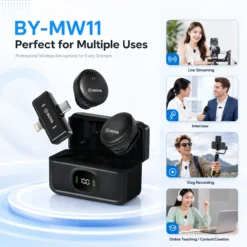 BOYA BY-MW11 Wireless Microphone with Charging Case | Dual Clip-On Lavalier Mic for Vlogging, Interviews, Online Teaching & Live Streaming | Plug & Play Portable Audio Microphone BOYA BY-MW11 Wireless Microphone with Charging Case | Dual Clip-On Lavalier Mic for Vlogging, Interviews, Online Teaching & Live Streaming | Plug & Play Portable Audio Microphone - Image 4