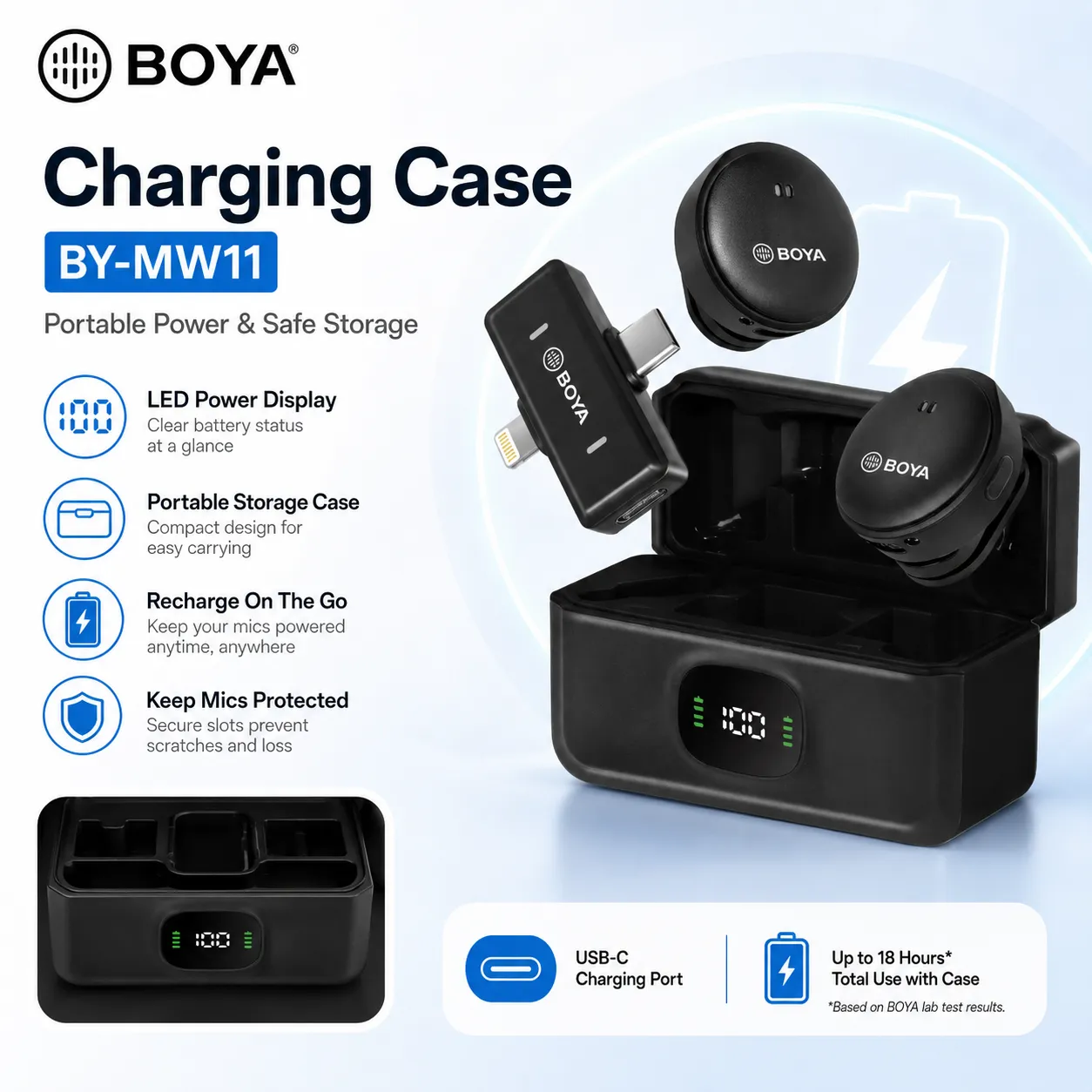 BOYA BY-MW11 Wireless Microphone with Charging Case | Dual Clip-On Lavalier Mic for Vlogging, Interviews, Online Teaching & Live Streaming | Plug & Play Portable Audio Microphone BOYA BY-MW11 Wireless Microphone with Charging Case | Dual Clip-On Lavalier Mic for Vlogging, Interviews, Online Teaching & Live Streaming | Plug & Play Portable Audio Microphone - Image 2